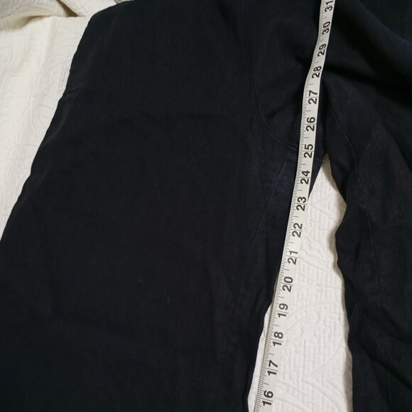 MNG 100% Linen Wide-Leg Pants M Womens Elastic Waist Relaxed Fit Black - Picture 9 of 10